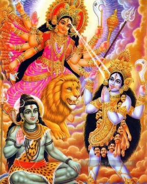 devi durga mata hindou déesse maa de Inde Peinture à l'huile